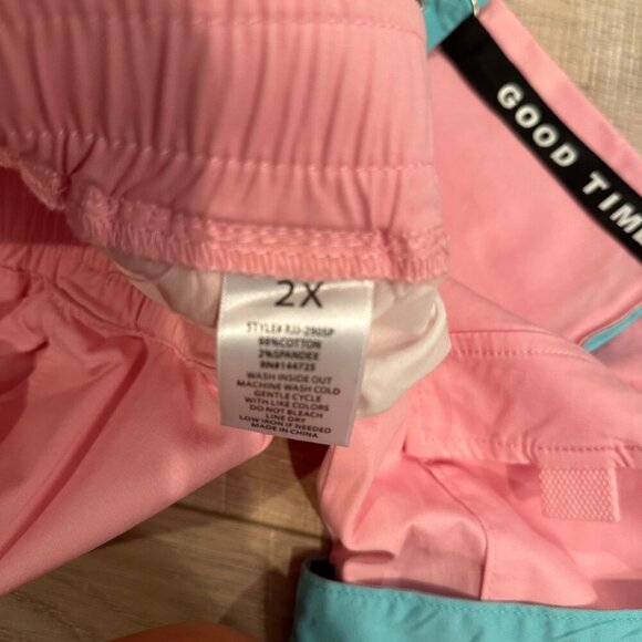 AMERICAN BAZI WOMENS 2X PINK AND SKY BLUE TWILL JOGGERS NEW - Picture 9 of 12